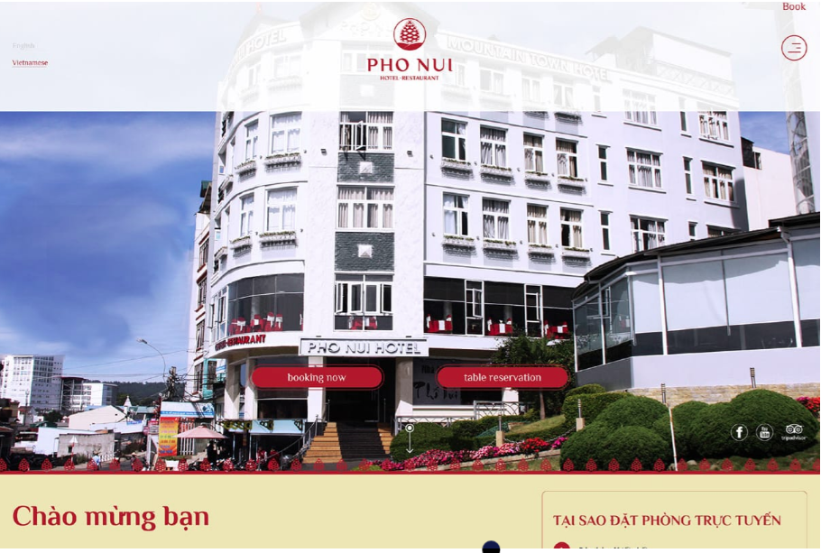 Website khách sạn Phố Núi